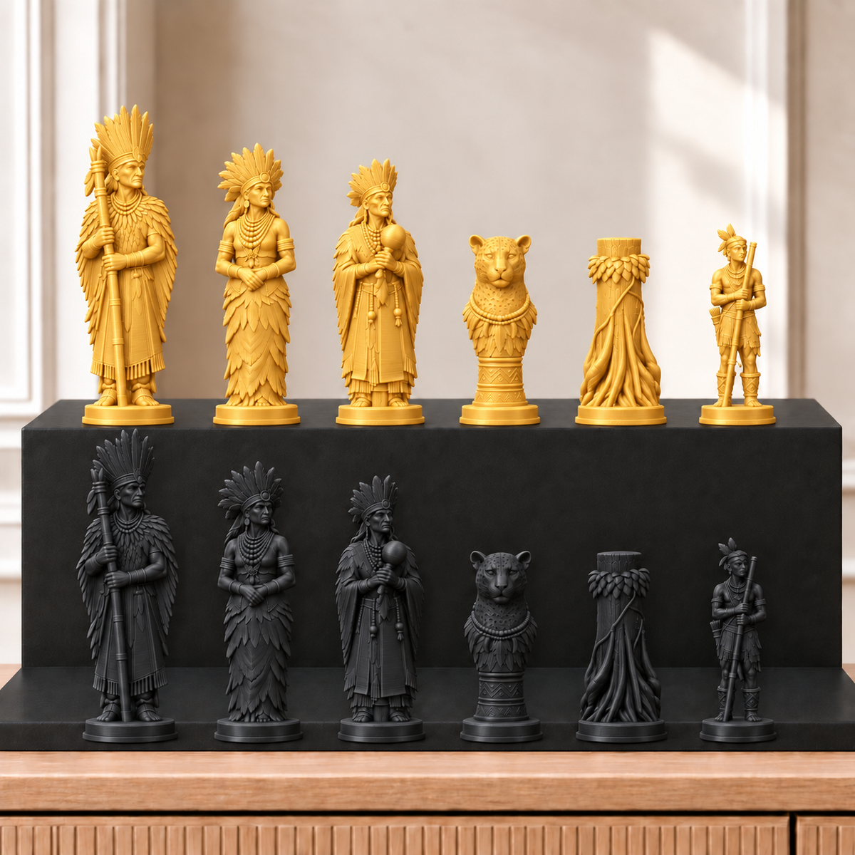 Amazonas – thematisches Schachfigurenset mit 32 Figuren – Ansicht 5