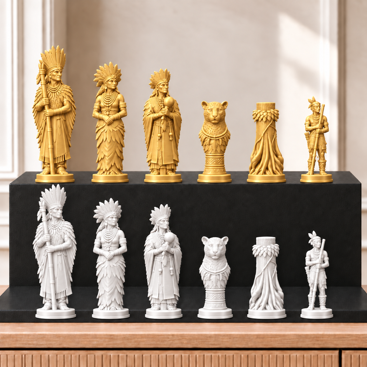 Amazonas – thematisches Schachfigurenset mit 32 Figuren – Ansicht 6
