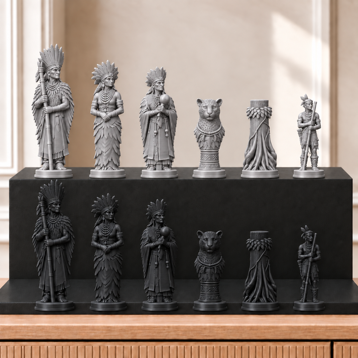 Amazonas – thematisches Schachfigurenset mit 32 Figuren – Ansicht 8