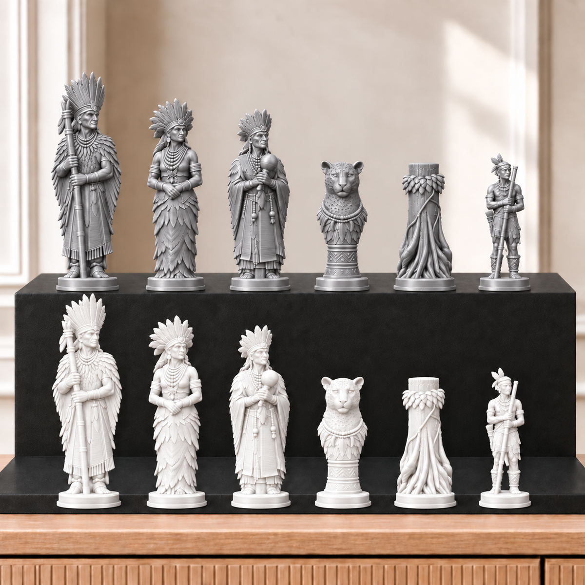 Amazonas – thematisches Schachfigurenset mit 32 Figuren – Ansicht 9