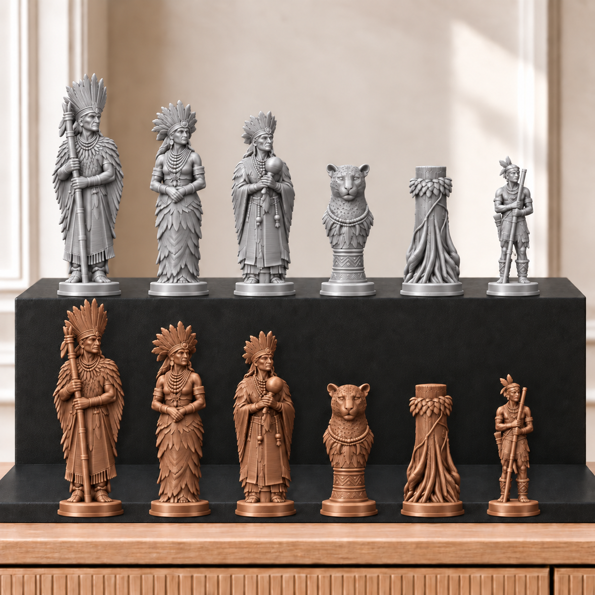 Amazonas – thematisches Schachfigurenset mit 32 Figuren – Ansicht 10