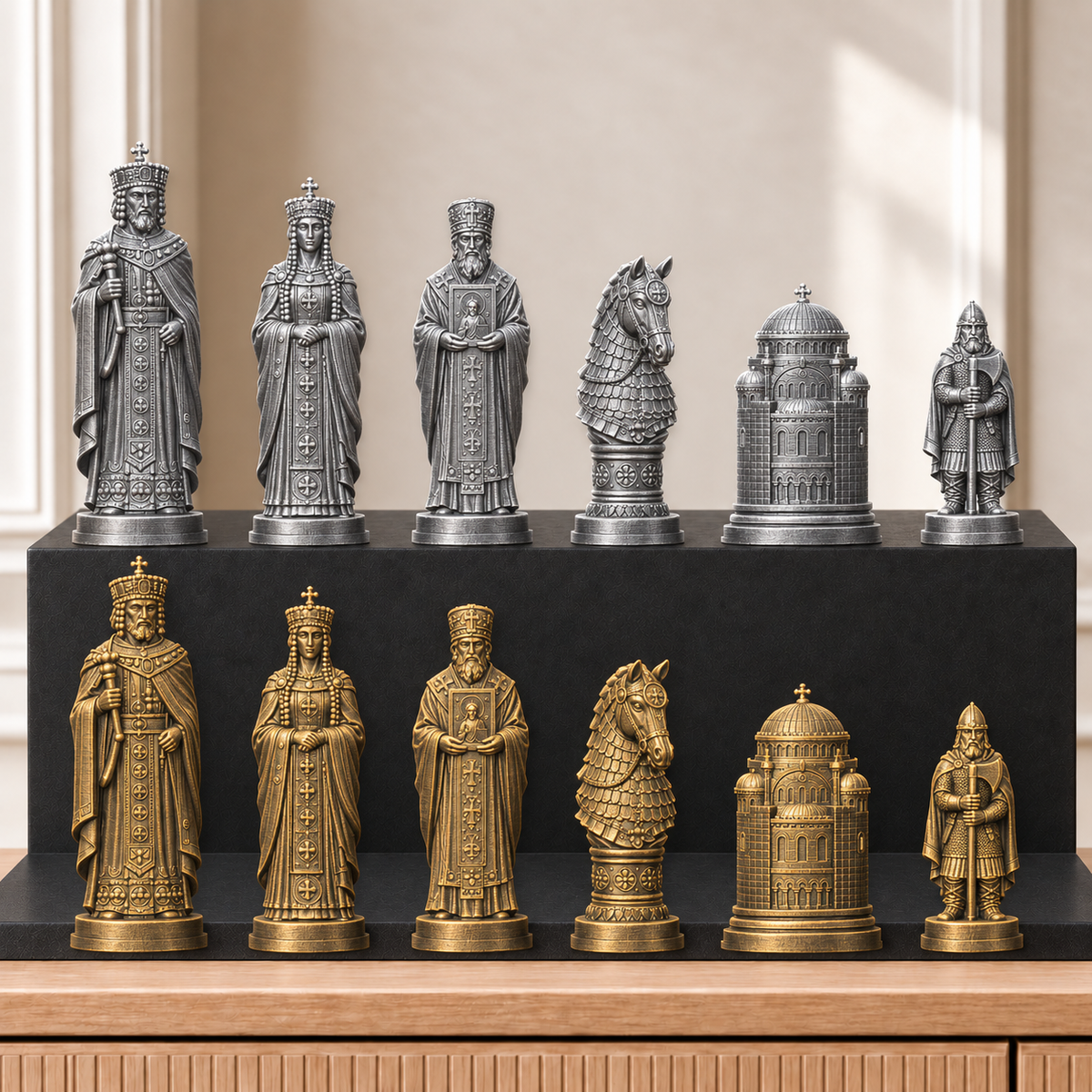 Byzanz – thematisches Schachfigurenset mit 32 Figuren – Ansicht 2