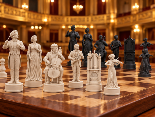Orchester – thematisches Schachfigurenset mit 32 Figuren – Ansicht 1