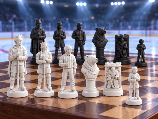 Eishockey – thematisches Schachfigurenset mit 32 Figuren – Ansicht 1