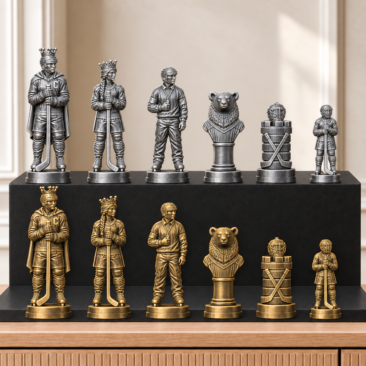 Eishockey – thematisches Schachfigurenset mit 32 Figuren – Ansicht 2