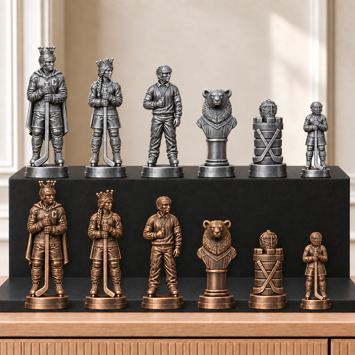 Eishockey – thematisches Schachfigurenset mit 32 Figuren – Ansicht 3