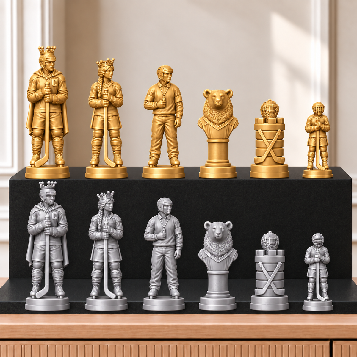 Eishockey – thematisches Schachfigurenset mit 32 Figuren – Ansicht 4