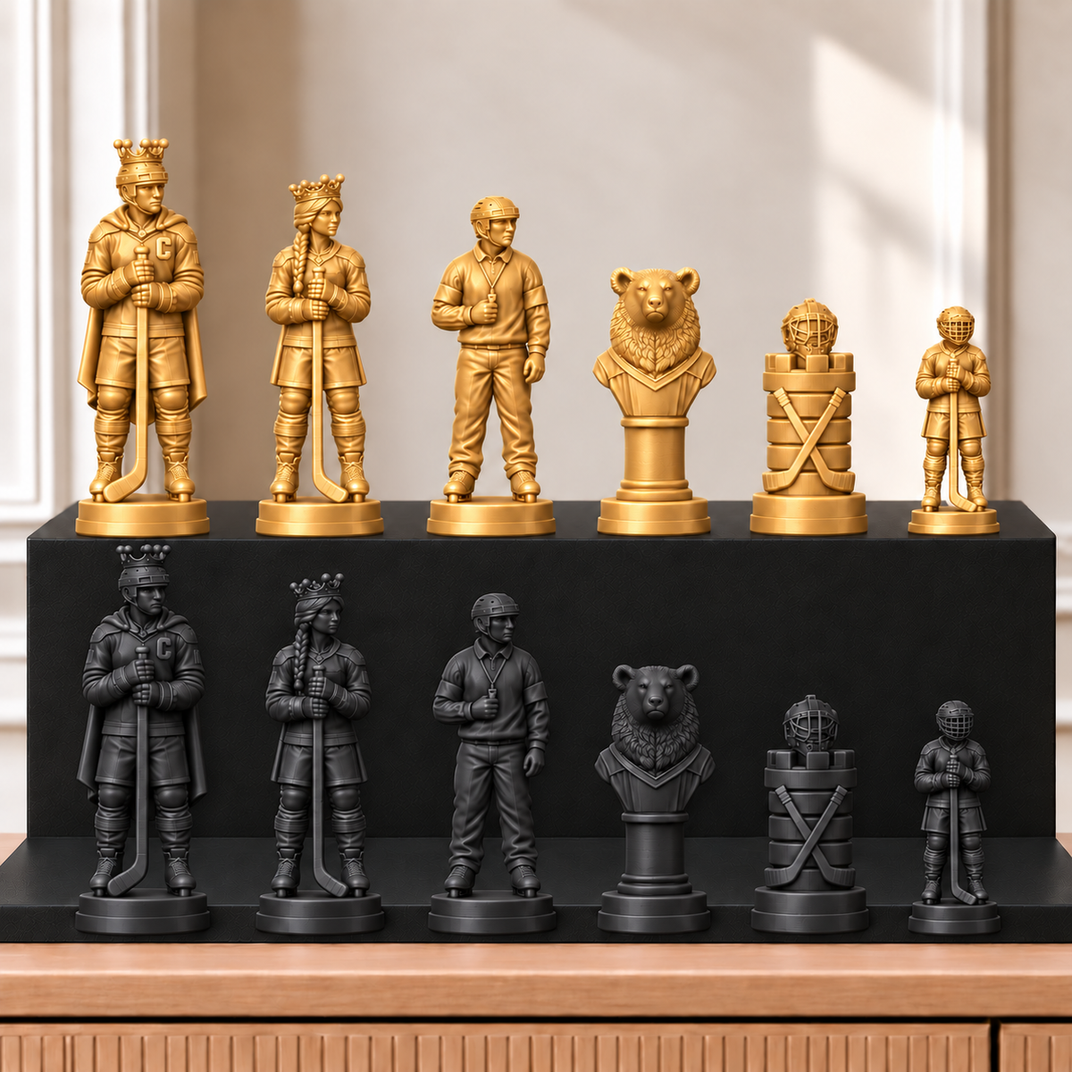 Eishockey – thematisches Schachfigurenset mit 32 Figuren – Ansicht 5