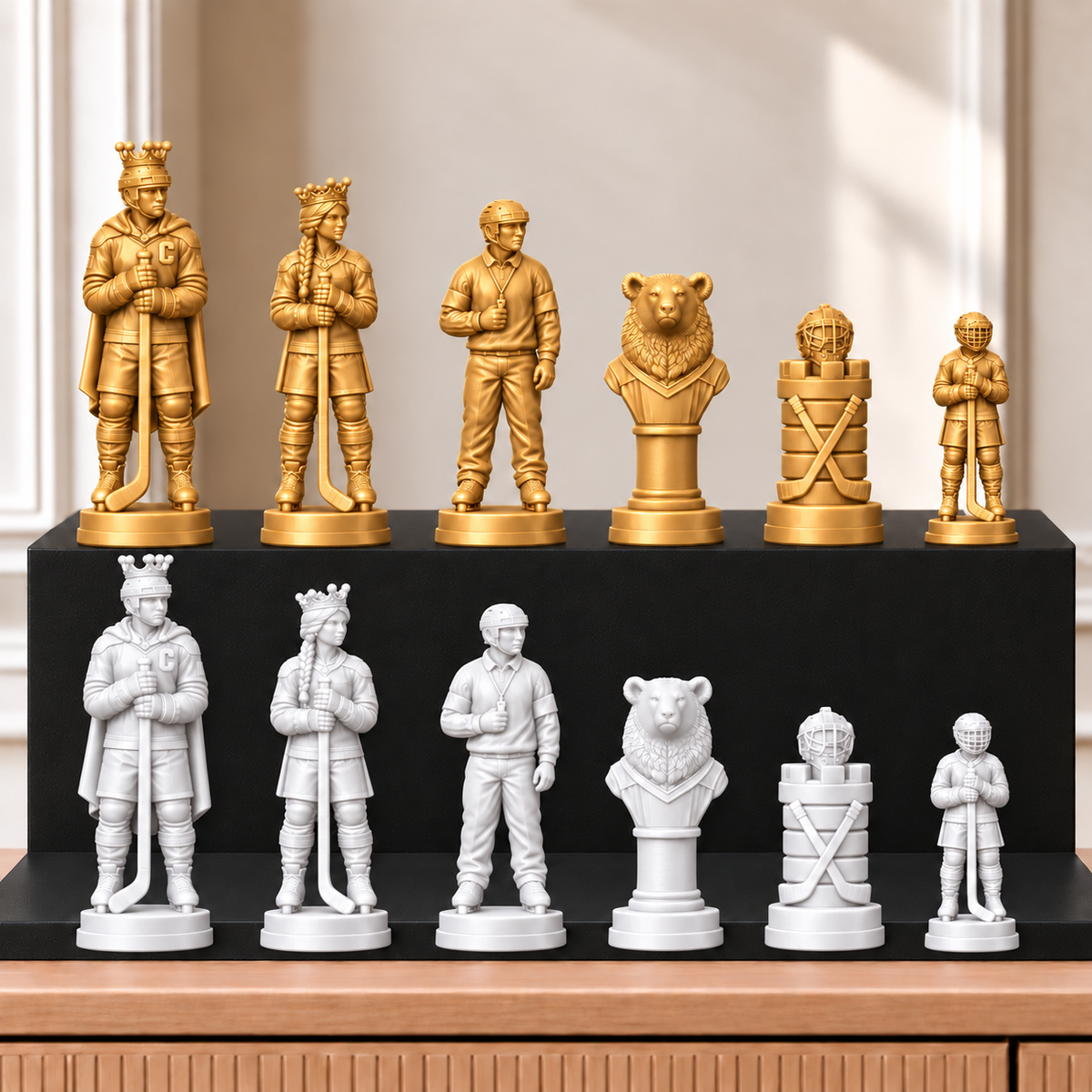 Eishockey – thematisches Schachfigurenset mit 32 Figuren – Ansicht 6