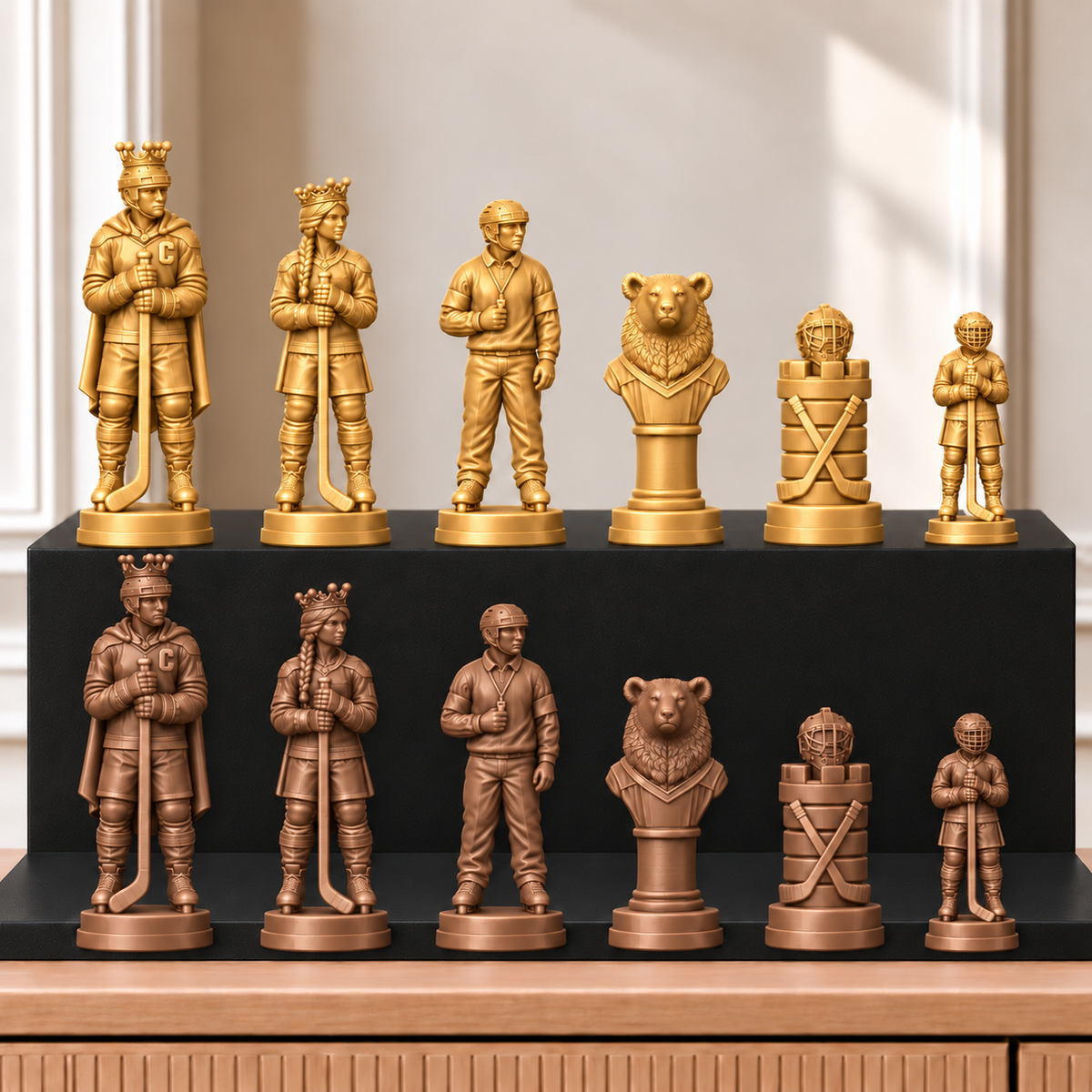 Eishockey – thematisches Schachfigurenset mit 32 Figuren – Ansicht 7