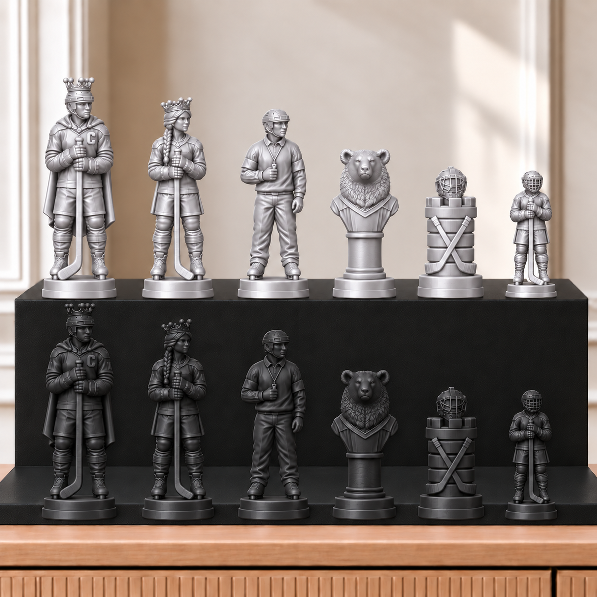 Eishockey – thematisches Schachfigurenset mit 32 Figuren – Ansicht 8