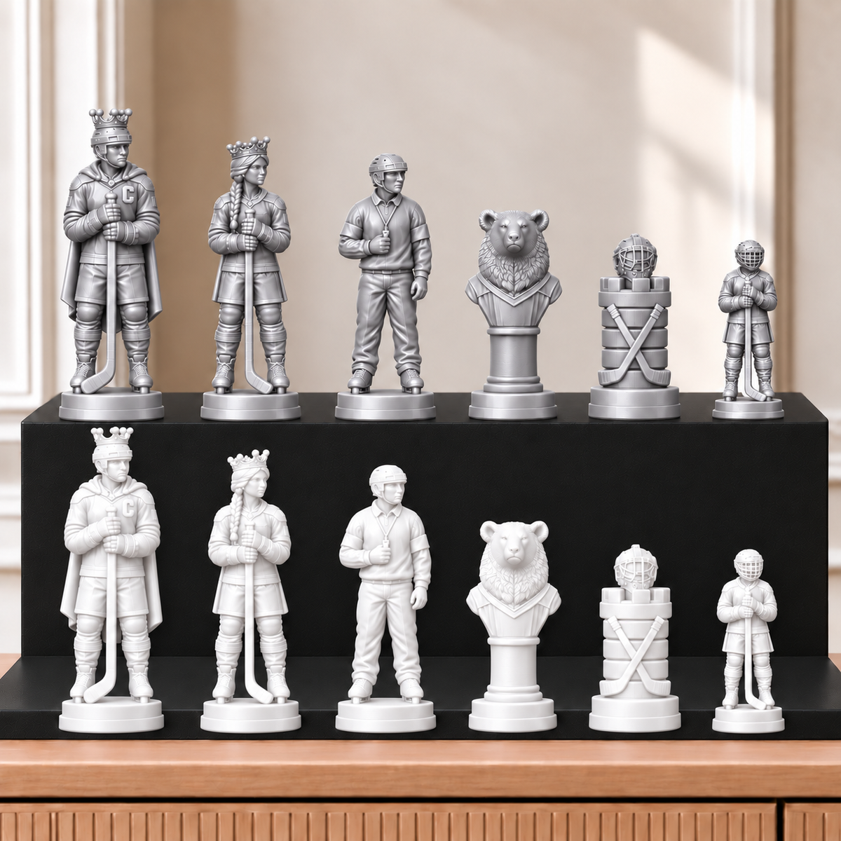Eishockey – thematisches Schachfigurenset mit 32 Figuren – Ansicht 9