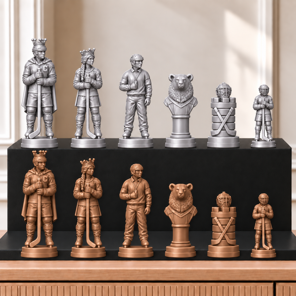 Eishockey – thematisches Schachfigurenset mit 32 Figuren – Ansicht 10
