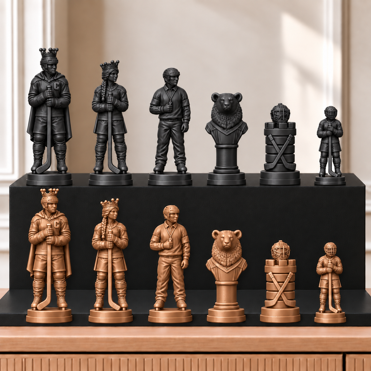 Eishockey – thematisches Schachfigurenset mit 32 Figuren – Ansicht 12