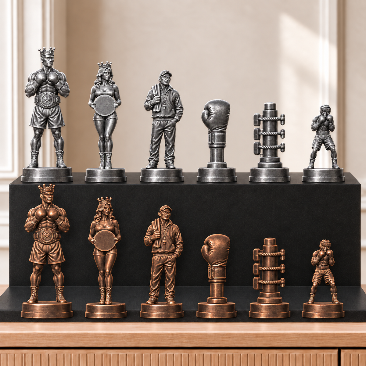 Boxen – thematisches Schachfigurenset mit 32 Figuren – Ansicht 3