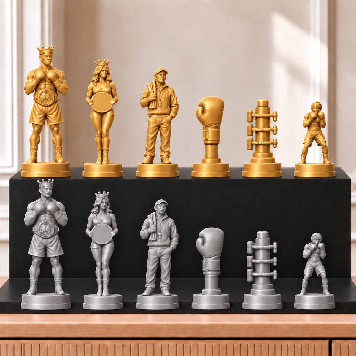 Boxen – thematisches Schachfigurenset mit 32 Figuren – Ansicht 4