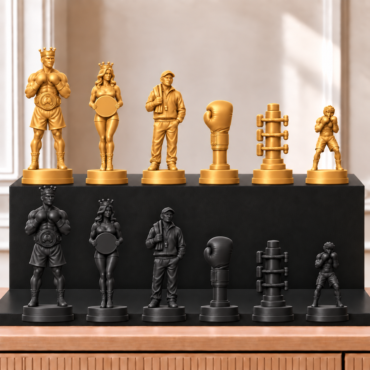 Boxen – thematisches Schachfigurenset mit 32 Figuren – Ansicht 5