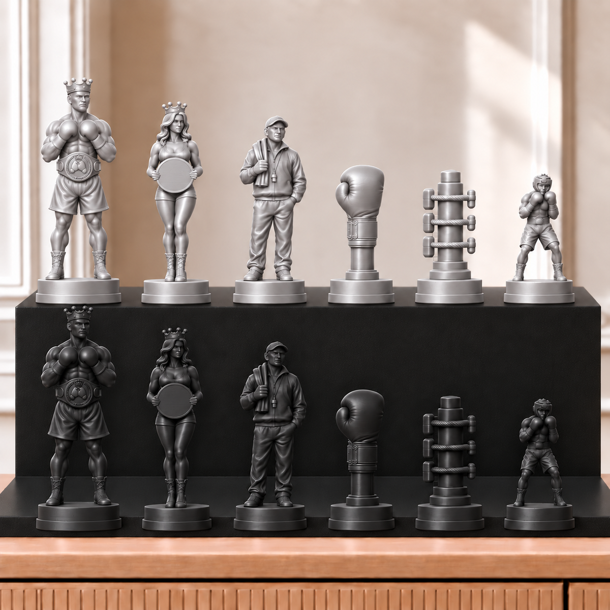 Boxen – thematisches Schachfigurenset mit 32 Figuren – Ansicht 8