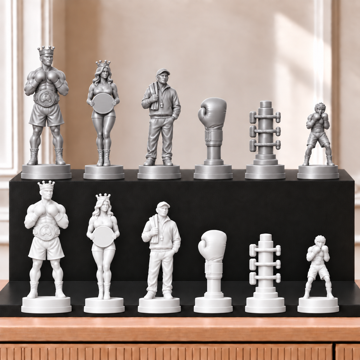 Boxen – thematisches Schachfigurenset mit 32 Figuren – Ansicht 9