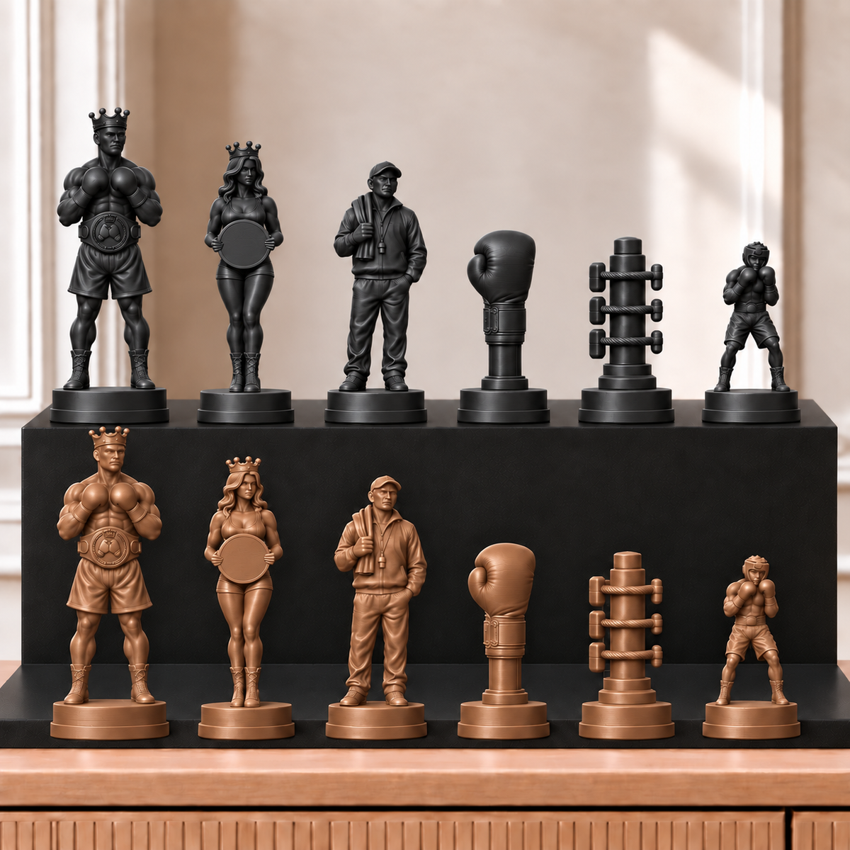 Boxen – thematisches Schachfigurenset mit 32 Figuren – Ansicht 12
