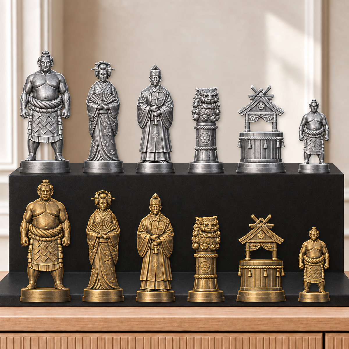 Sumo – thematisches Schachfigurenset mit 32 Figuren – Ansicht 2