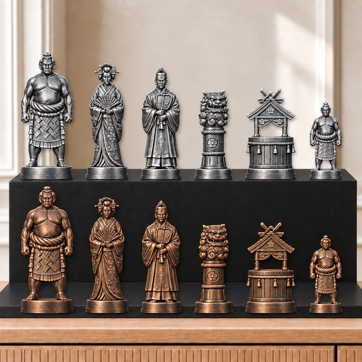 Sumo – thematisches Schachfigurenset mit 32 Figuren – Ansicht 3