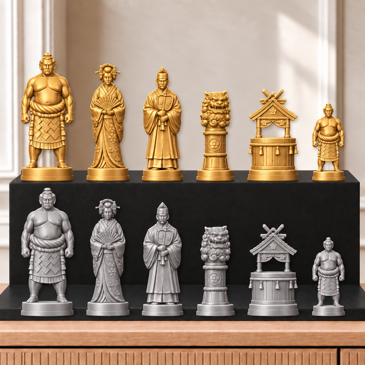 Sumo – thematisches Schachfigurenset mit 32 Figuren – Ansicht 4