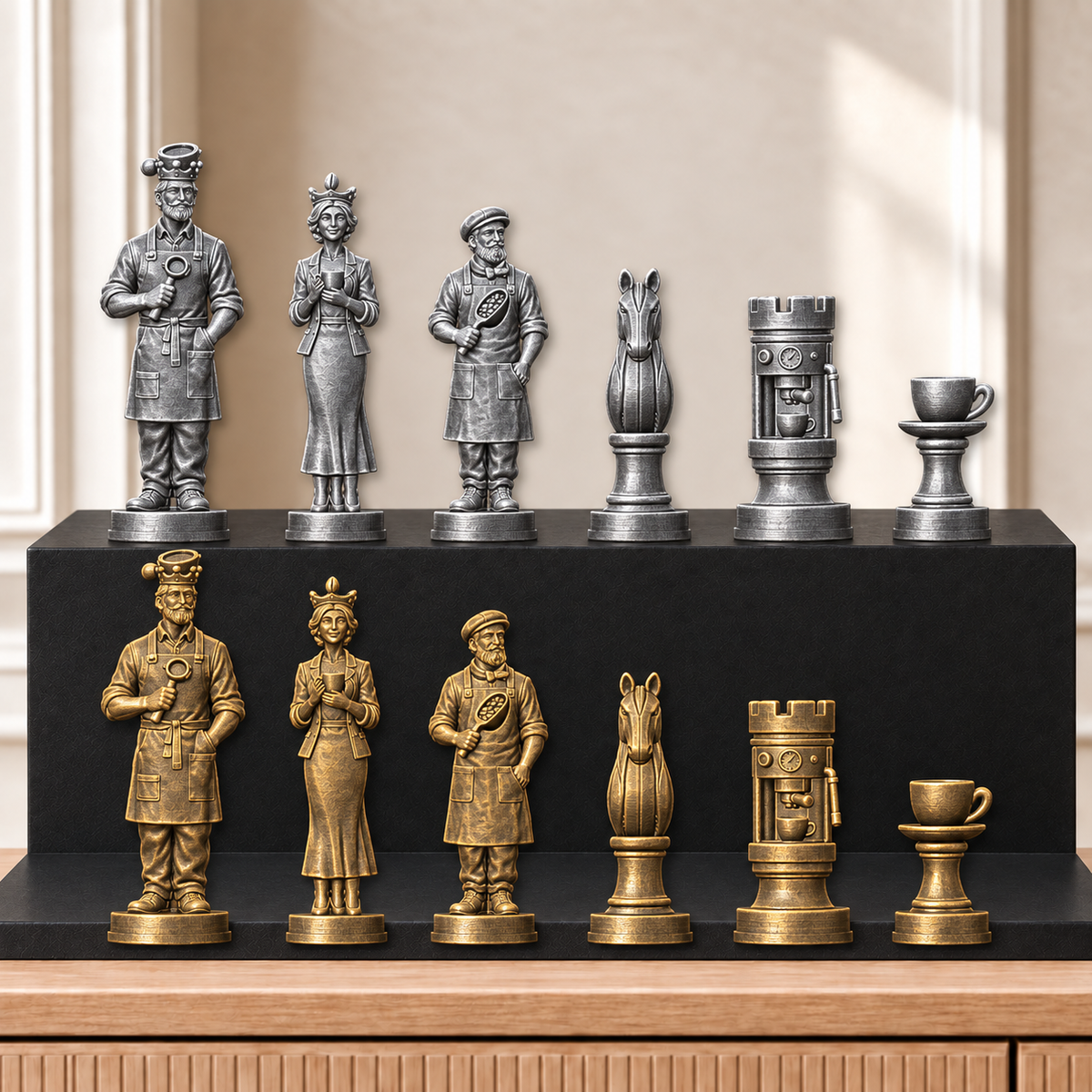 Kaffee – thematisches Schachfigurenset mit 32 Figuren – Ansicht 2