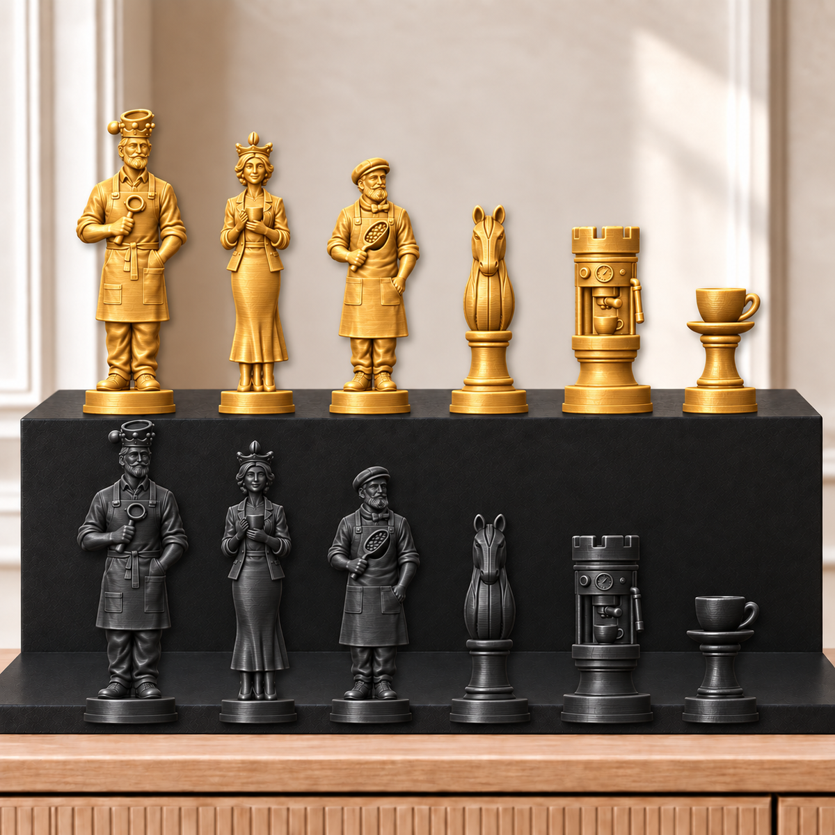 Kaffee – thematisches Schachfigurenset mit 32 Figuren – Ansicht 5