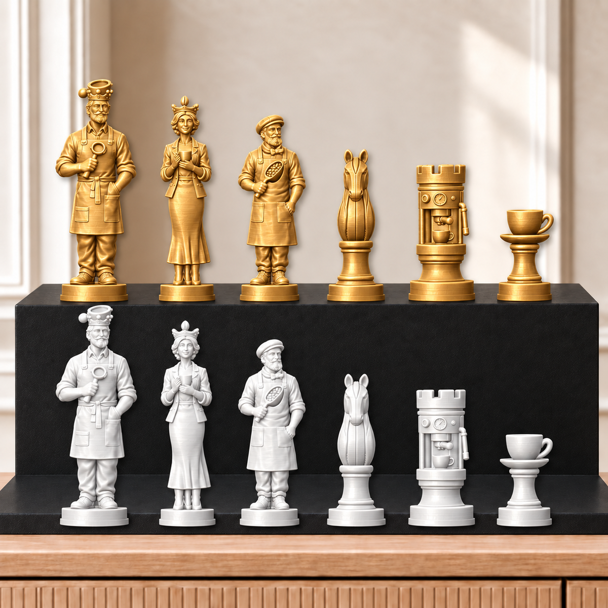 Kaffee – thematisches Schachfigurenset mit 32 Figuren – Ansicht 6