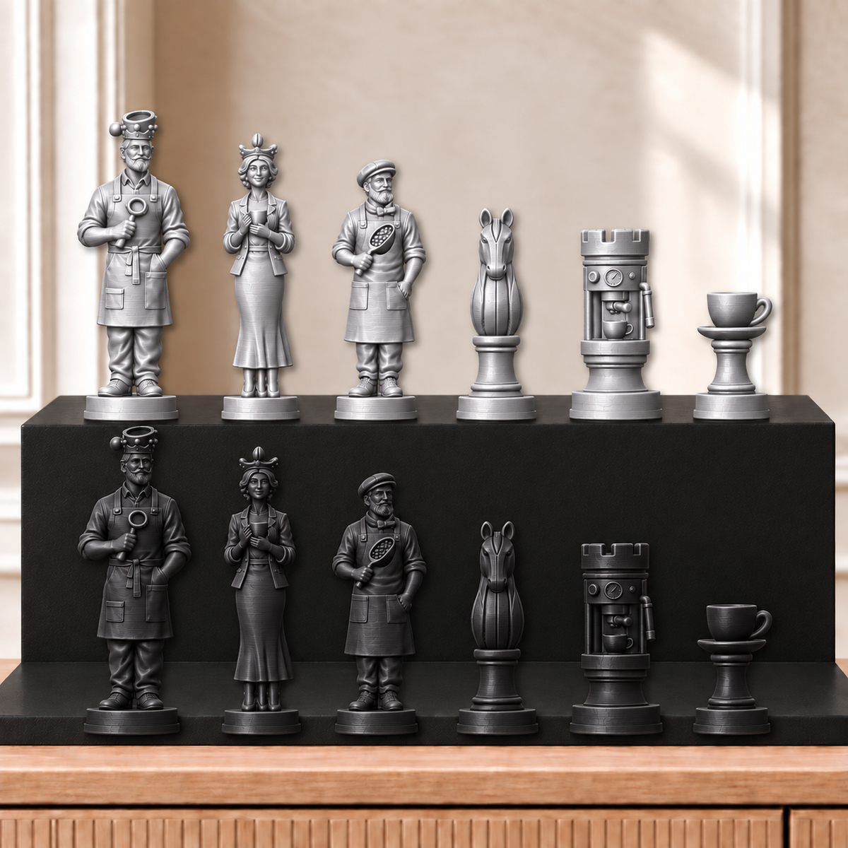 Kaffee – thematisches Schachfigurenset mit 32 Figuren – Ansicht 8
