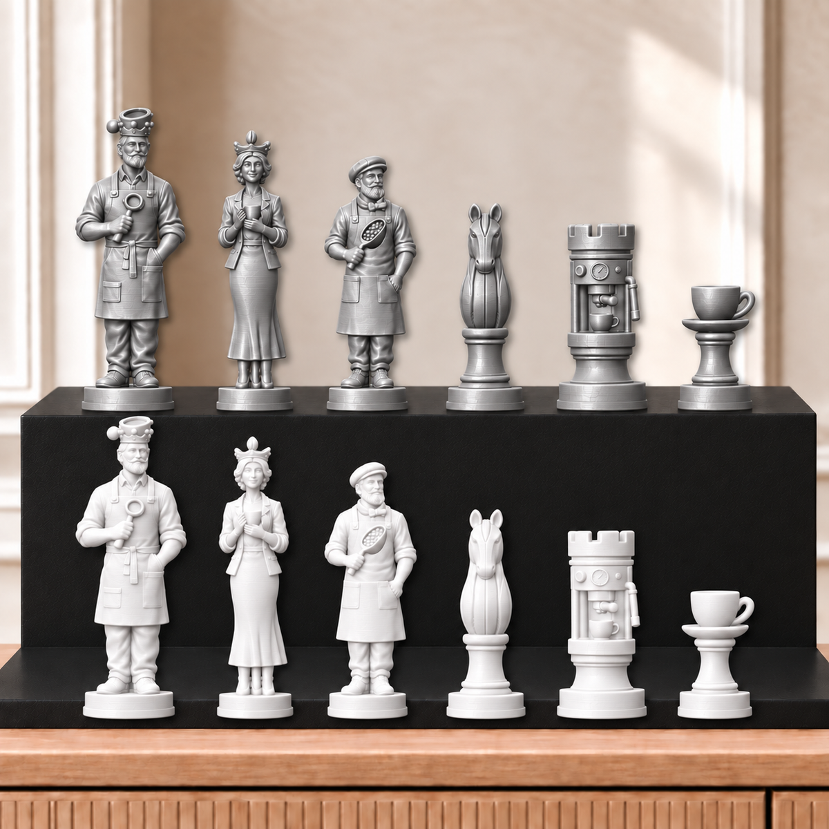 Kaffee – thematisches Schachfigurenset mit 32 Figuren – Ansicht 9