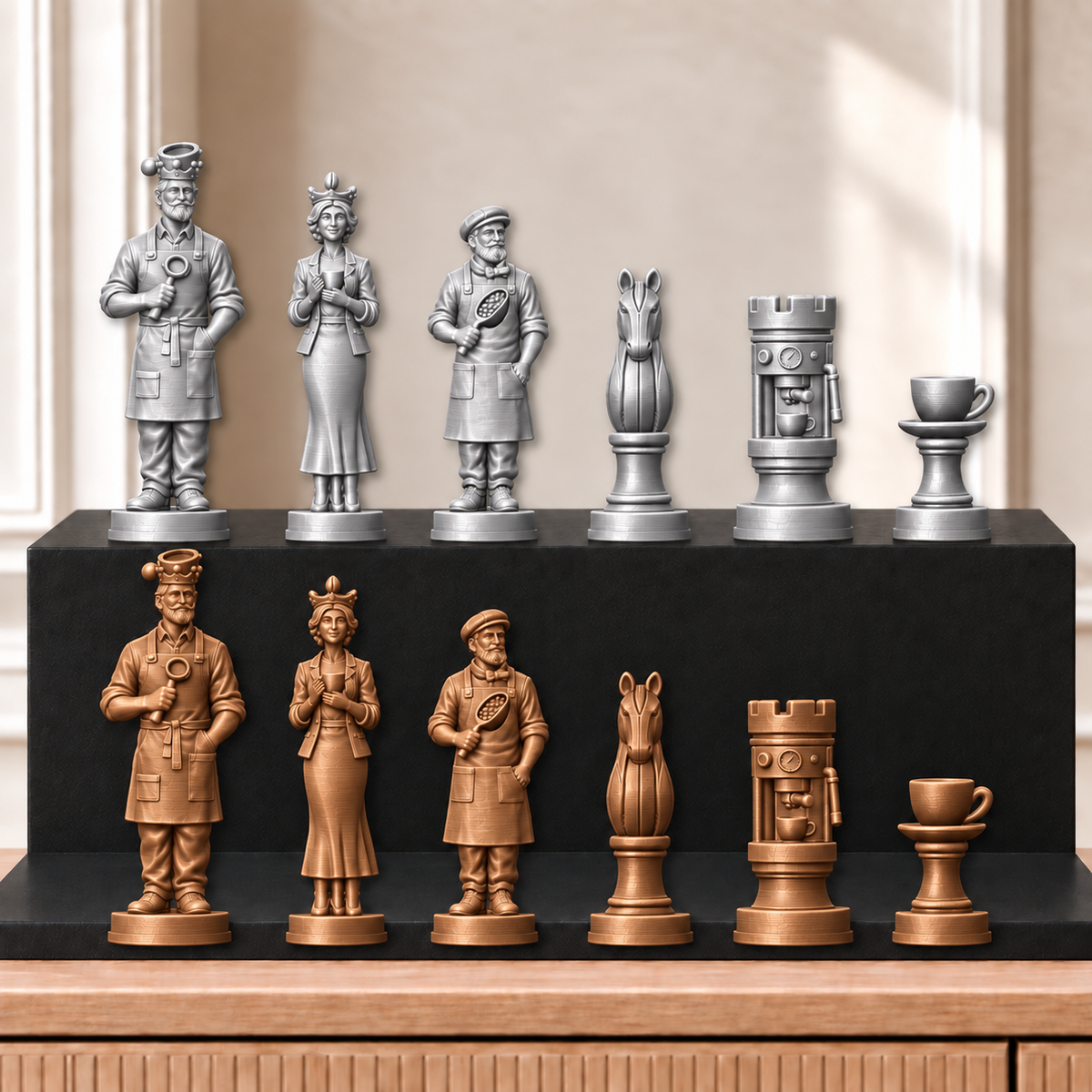 Kaffee – thematisches Schachfigurenset mit 32 Figuren – Ansicht 10