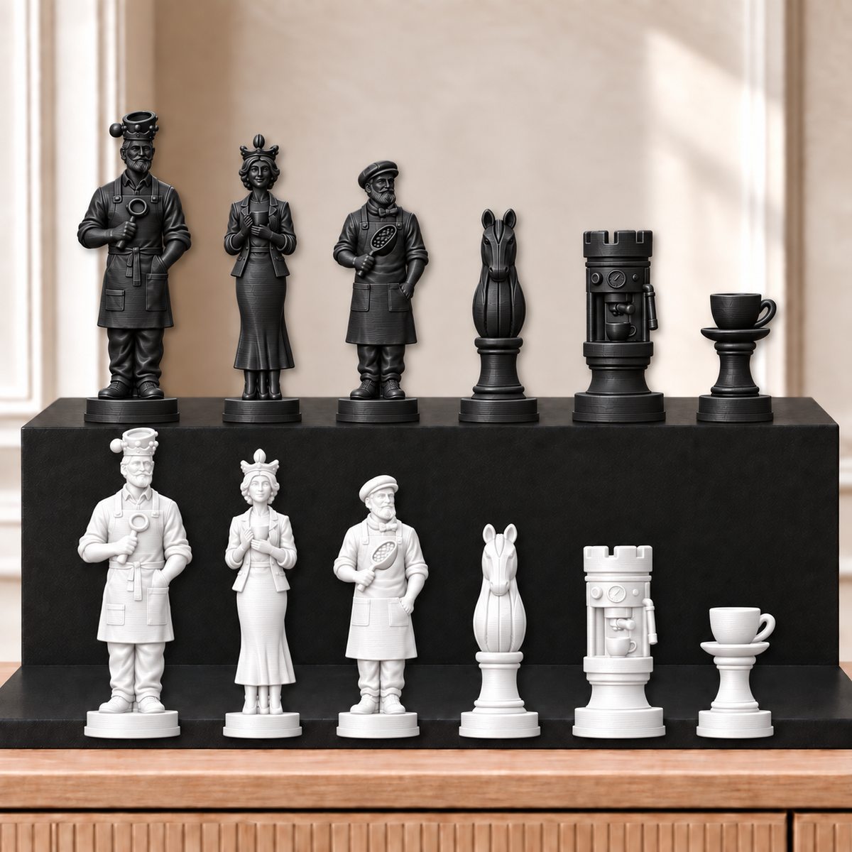 Kaffee – thematisches Schachfigurenset mit 32 Figuren – Ansicht 11