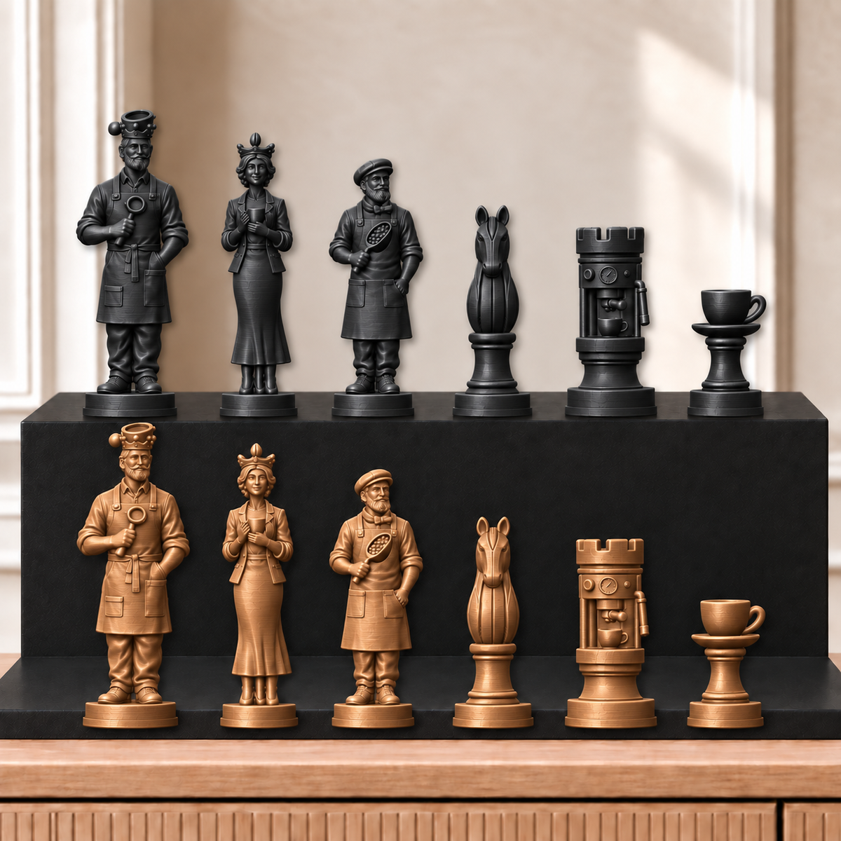 Kaffee – thematisches Schachfigurenset mit 32 Figuren – Ansicht 12