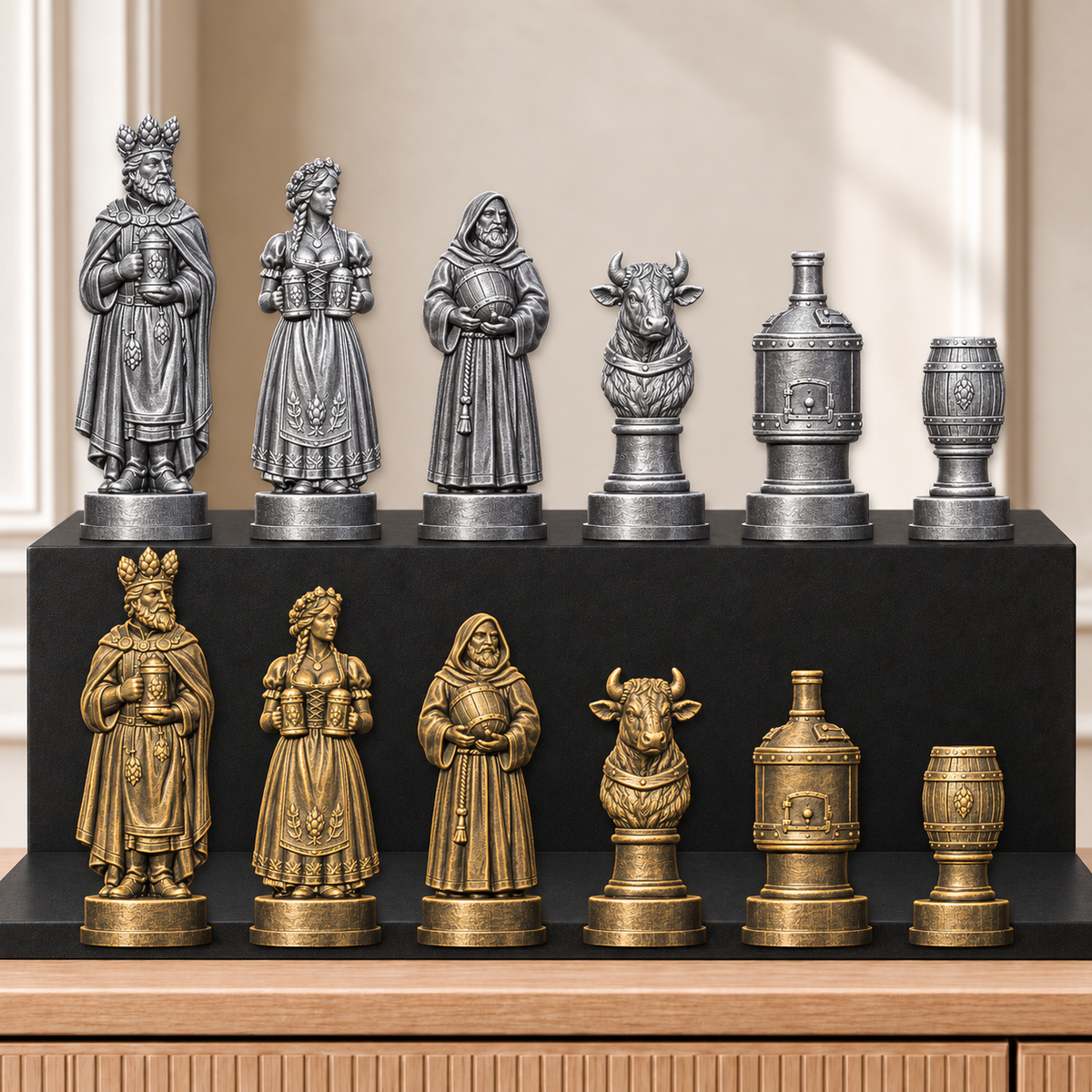 Bier – thematisches Schachfigurenset mit 32 Figuren – Ansicht 2