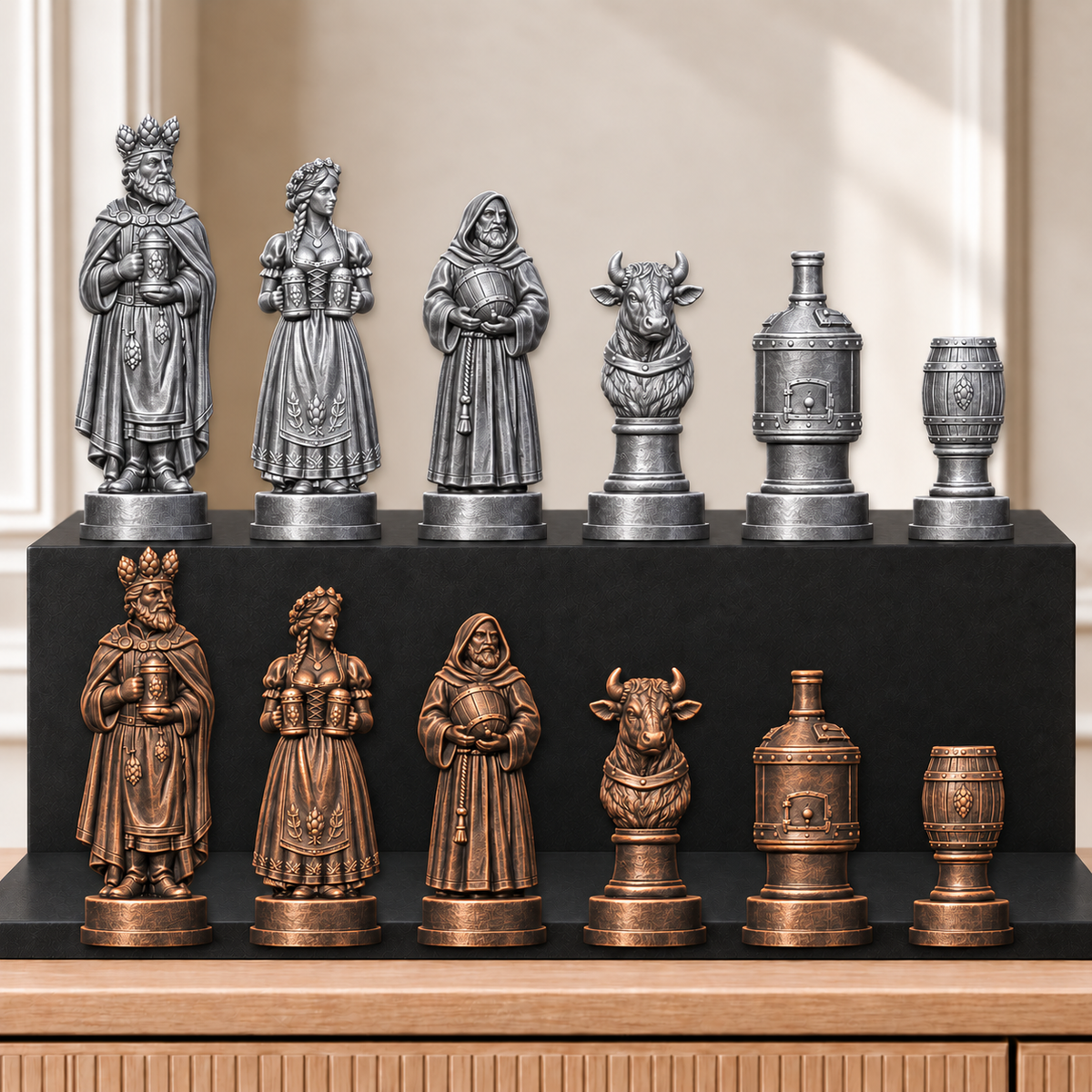 Bier – thematisches Schachfigurenset mit 32 Figuren – Ansicht 3