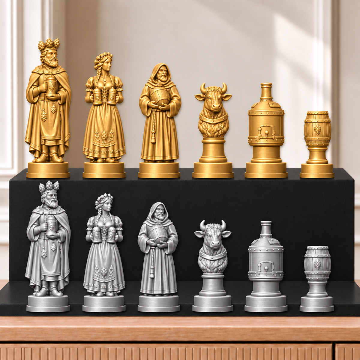 Bier – thematisches Schachfigurenset mit 32 Figuren – Ansicht 4