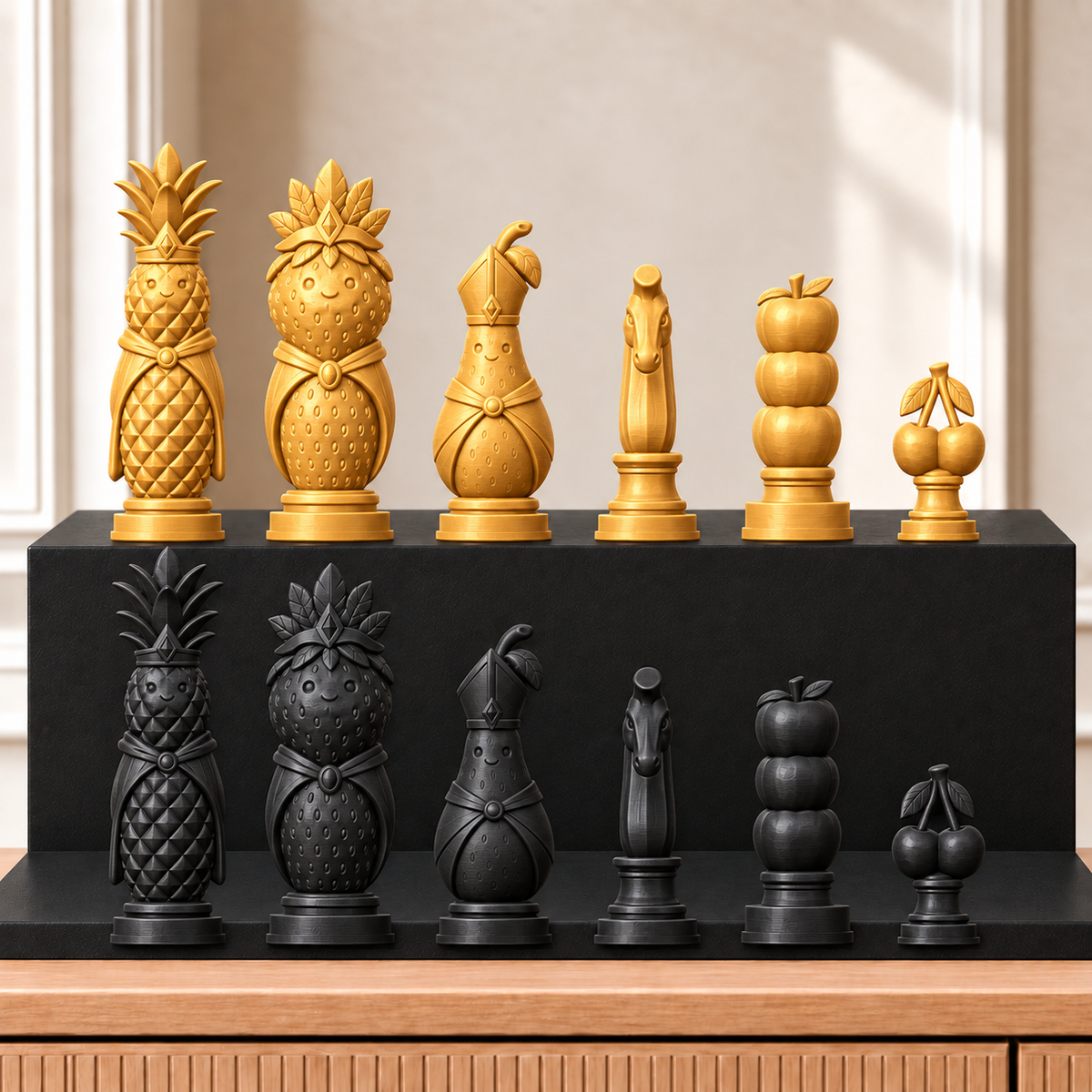 Obst – thematisches Schachfigurenset mit 32 Figuren – Ansicht 5