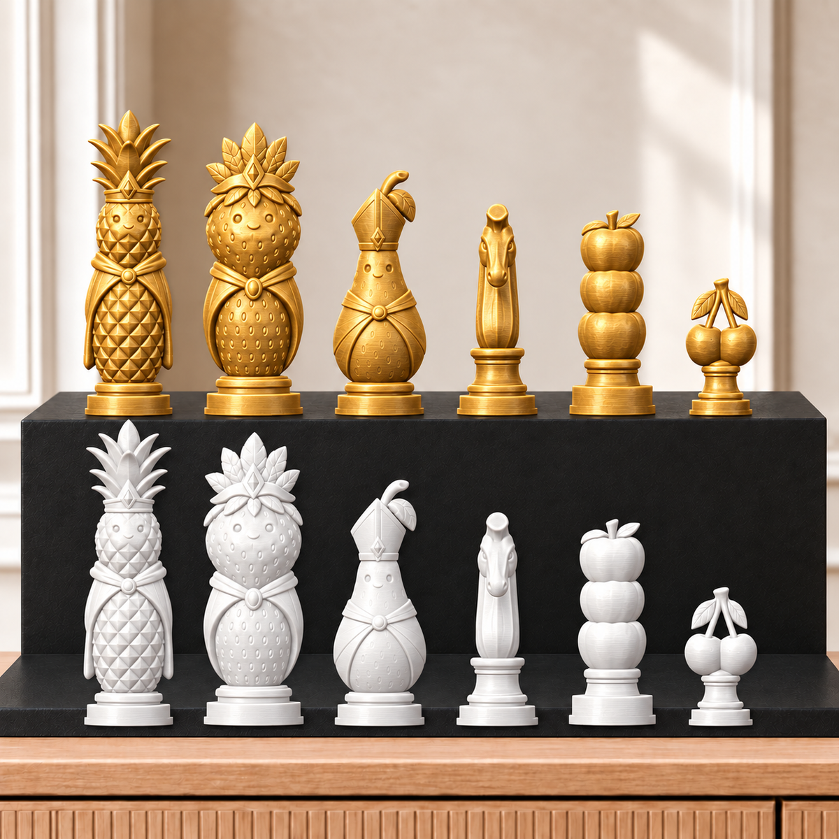 Obst – thematisches Schachfigurenset mit 32 Figuren – Ansicht 6