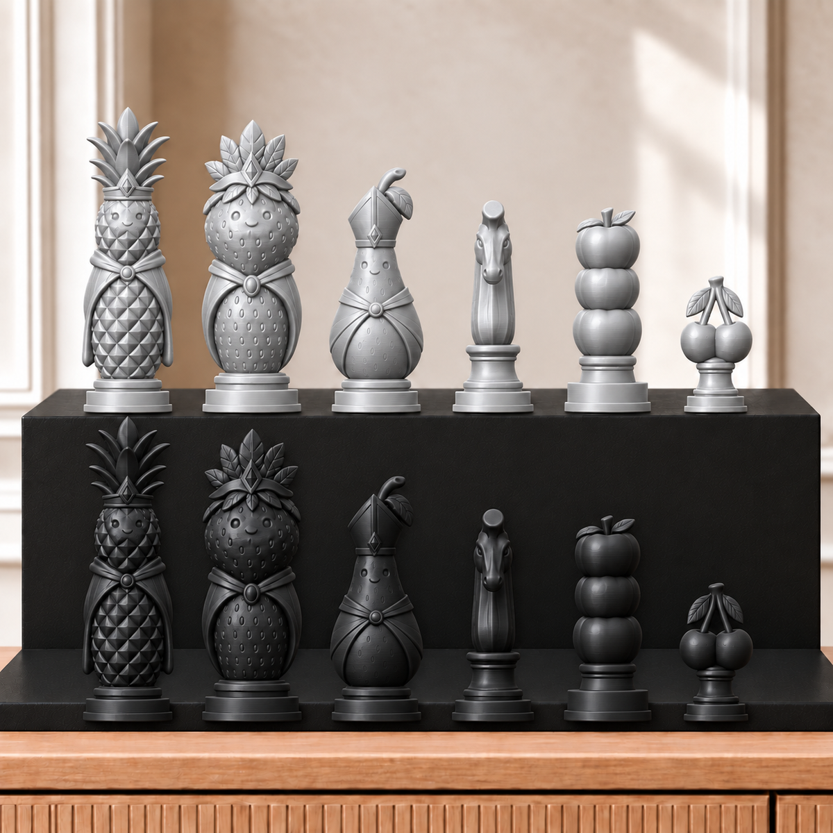 Obst – thematisches Schachfigurenset mit 32 Figuren – Ansicht 8