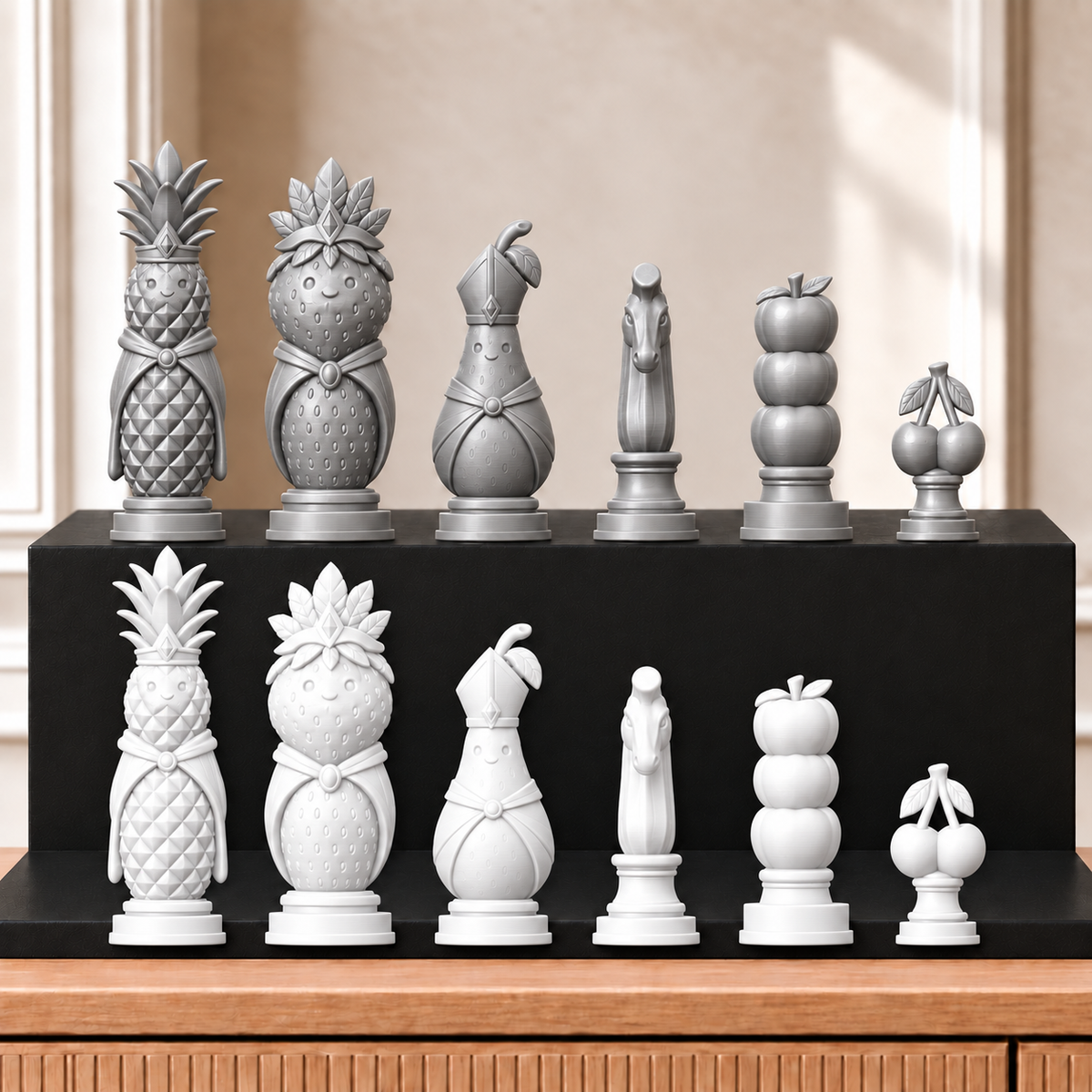 Obst – thematisches Schachfigurenset mit 32 Figuren – Ansicht 9