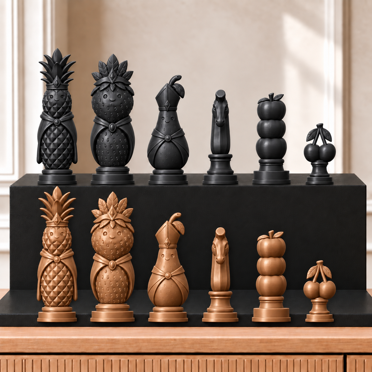 Obst – thematisches Schachfigurenset mit 32 Figuren – Ansicht 12