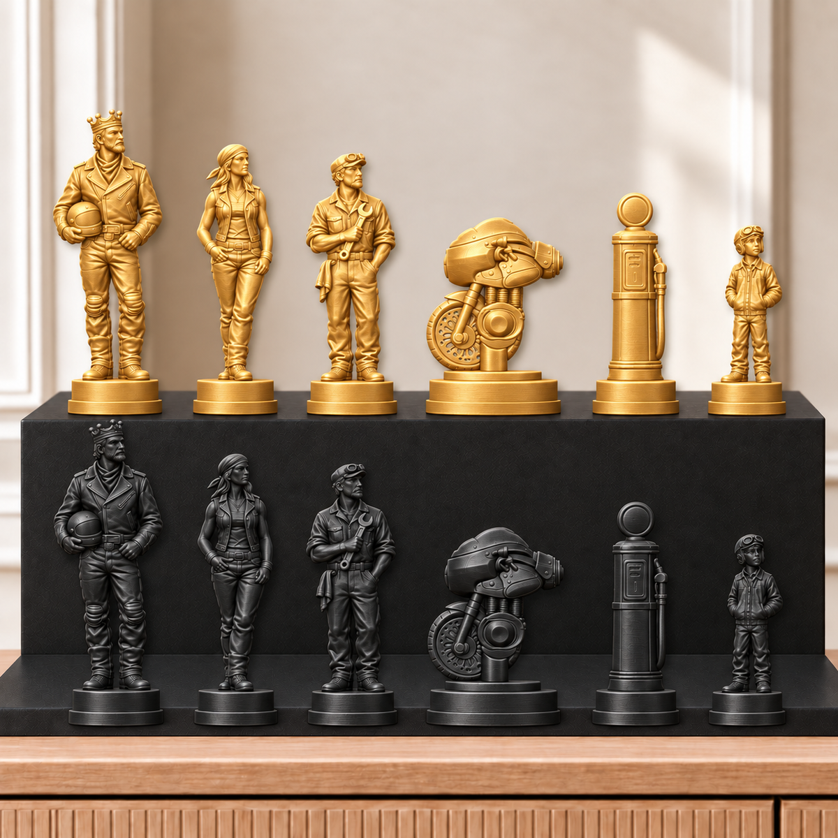 Motorräder – thematisches Schachfigurenset mit 32 Figuren – Ansicht 5
