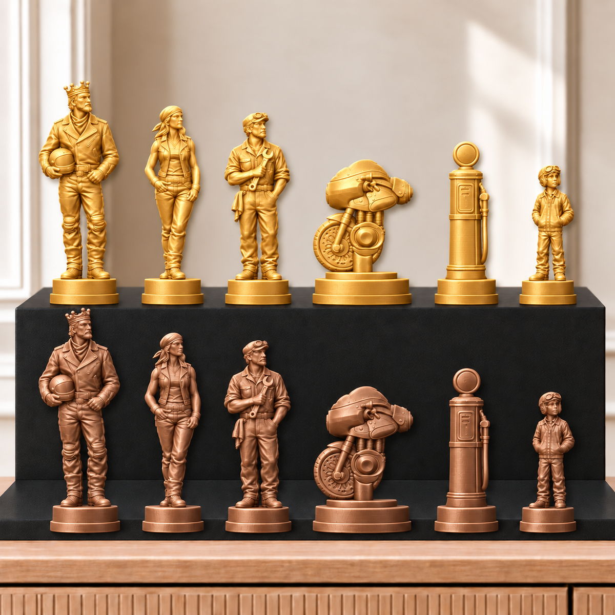 Motorräder – thematisches Schachfigurenset mit 32 Figuren – Ansicht 7