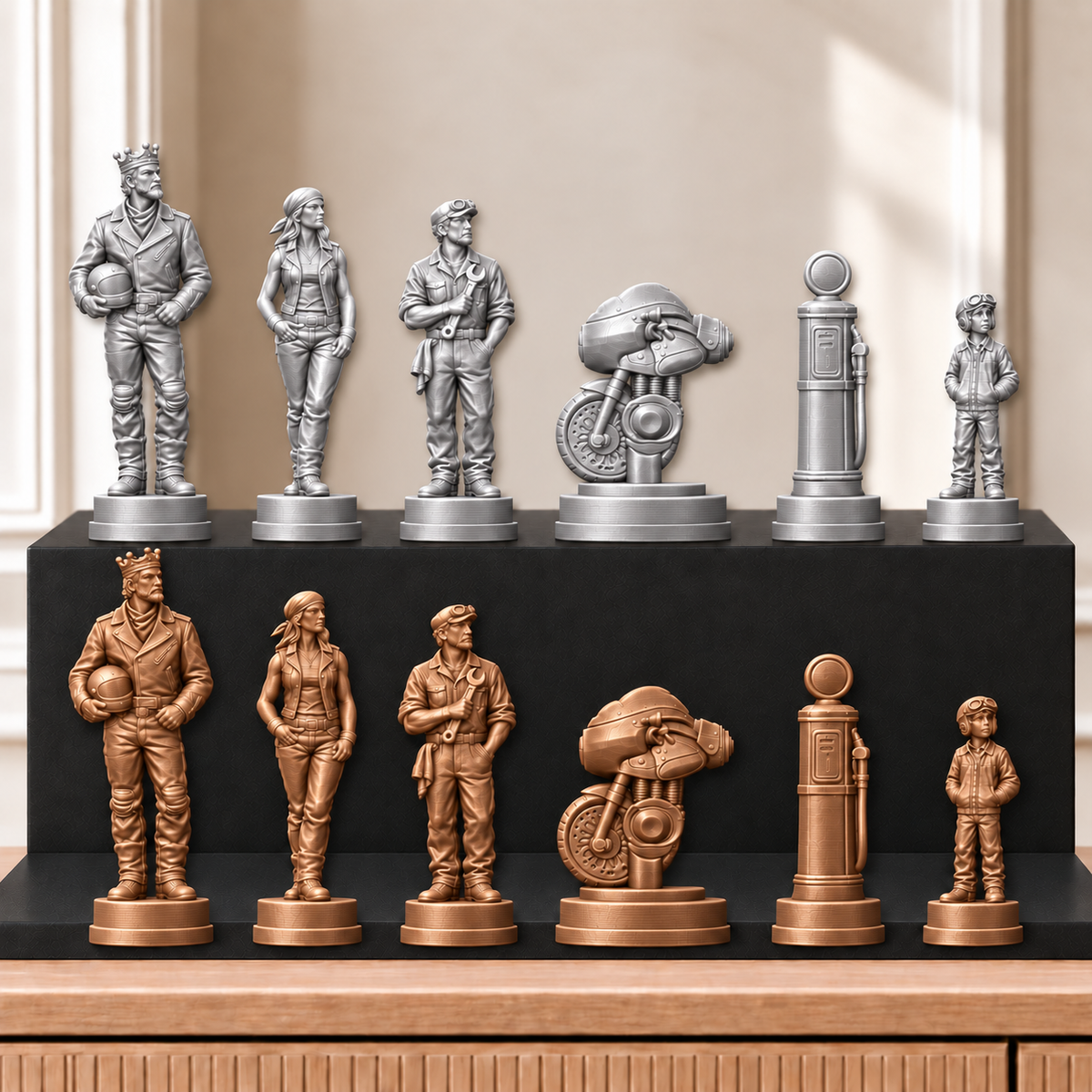 Motorräder – thematisches Schachfigurenset mit 32 Figuren – Ansicht 10