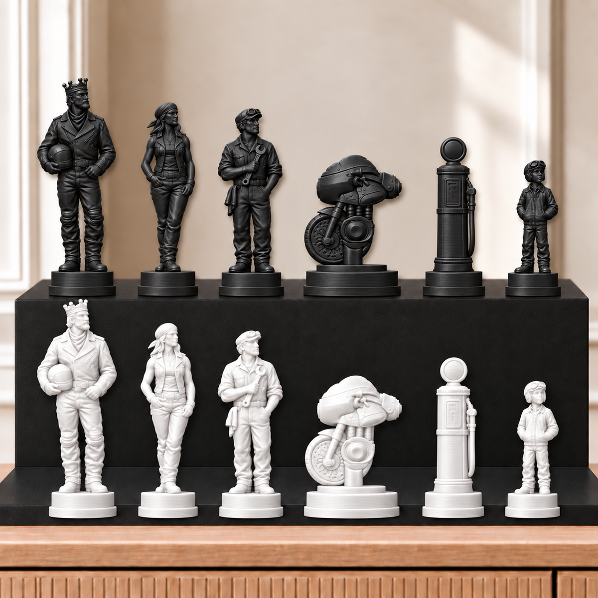 Motorräder – thematisches Schachfigurenset mit 32 Figuren – Ansicht 11
