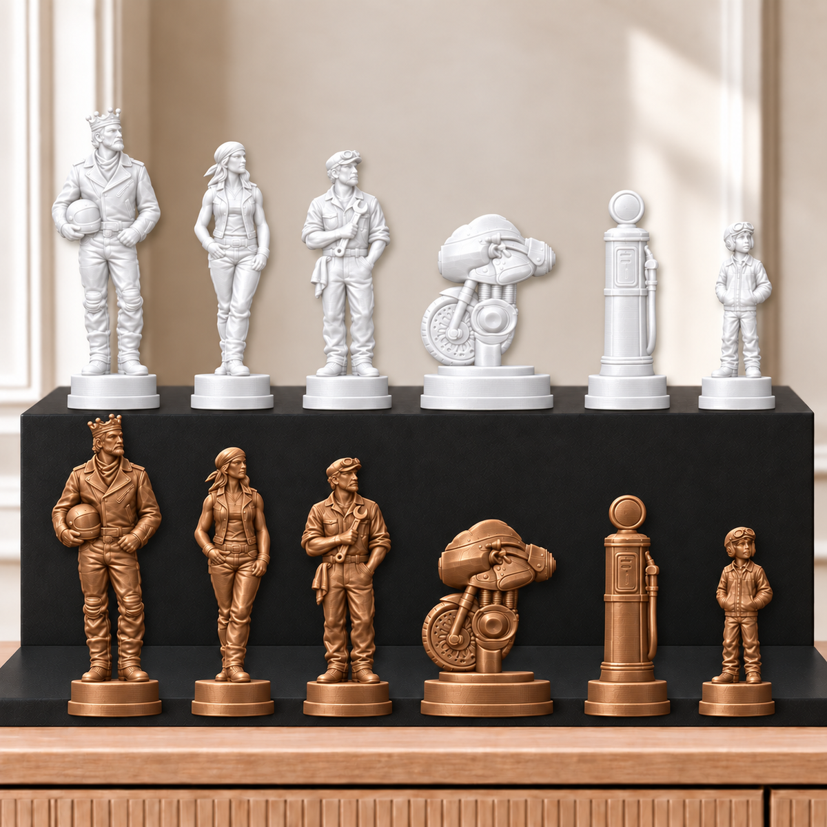 Motorräder – thematisches Schachfigurenset mit 32 Figuren – Ansicht 13