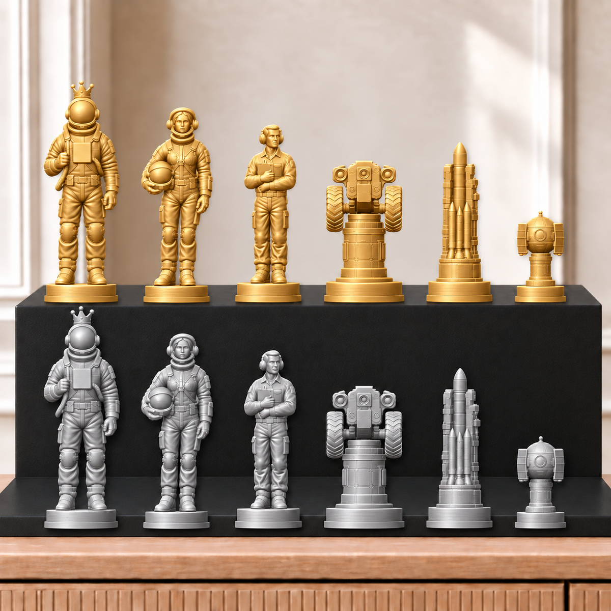 Raketen – thematisches Schachfigurenset mit 32 Figuren – Ansicht 4