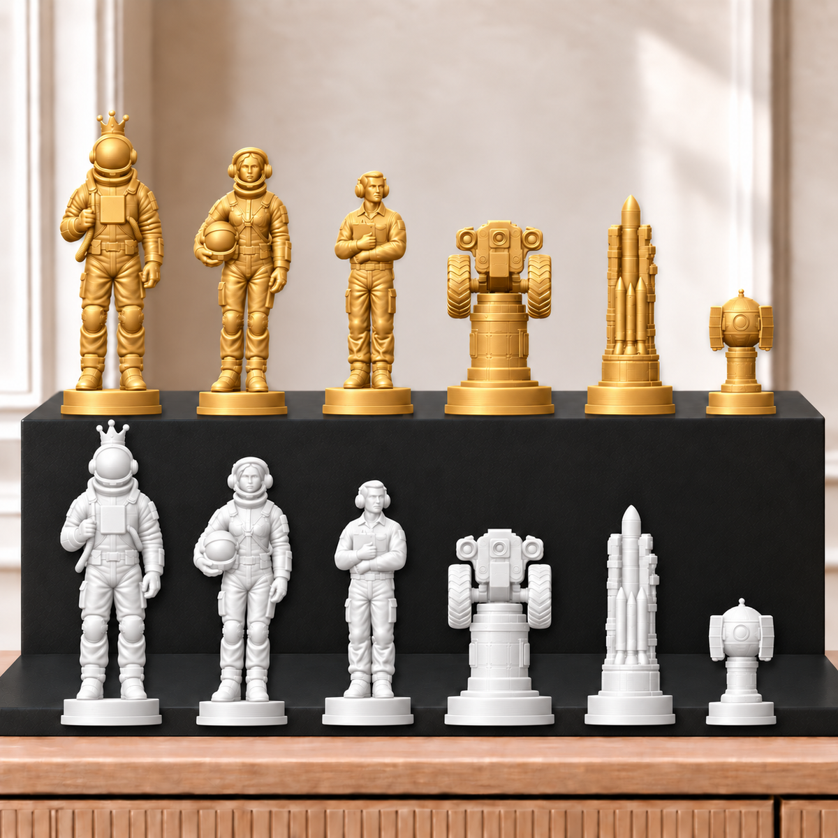 Raketen – thematisches Schachfigurenset mit 32 Figuren – Ansicht 6